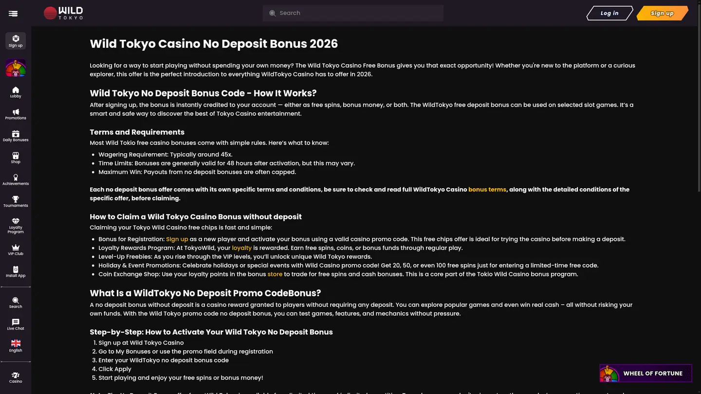 Wild Tokyo Casino — Deposit methods