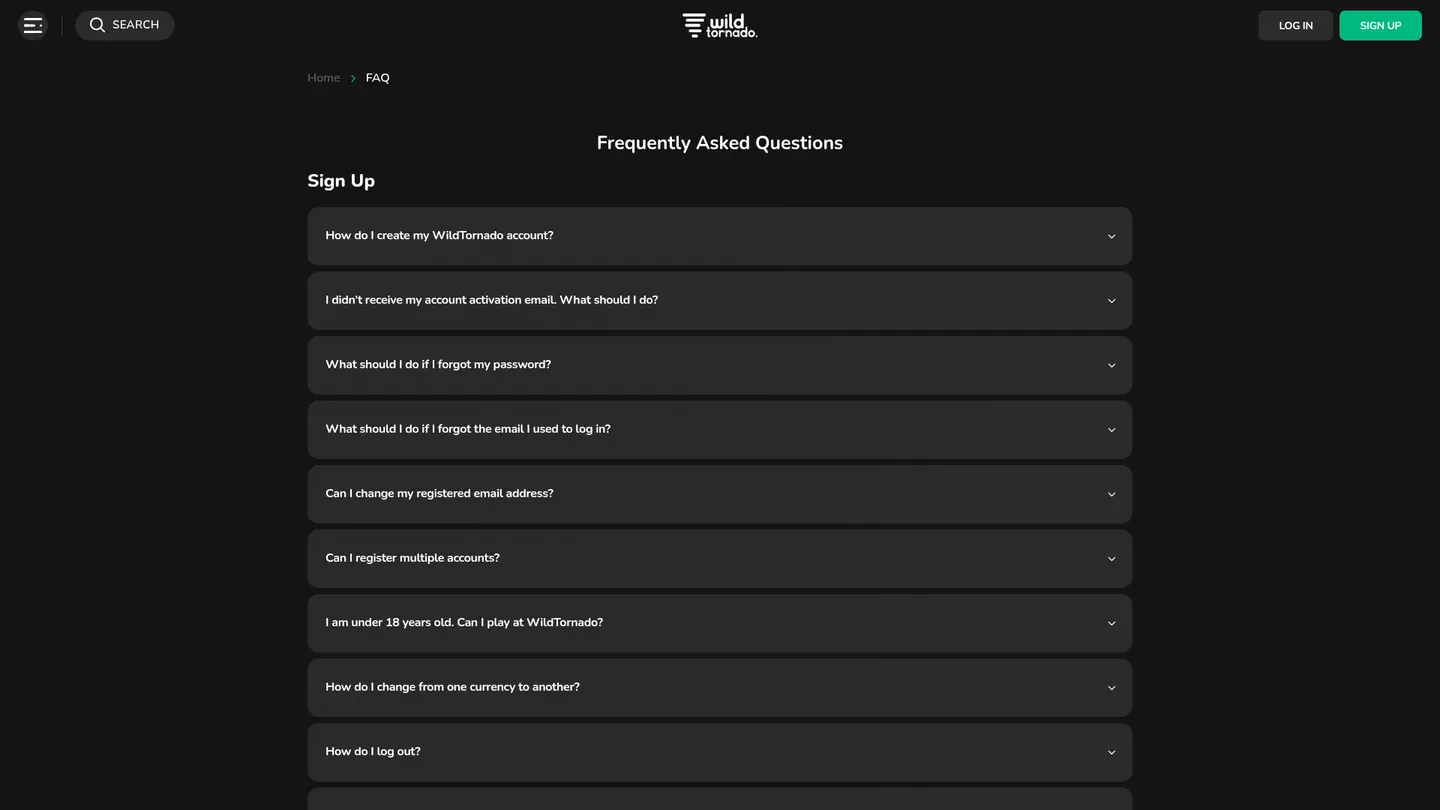 WildTornado Casino — Support and licensing