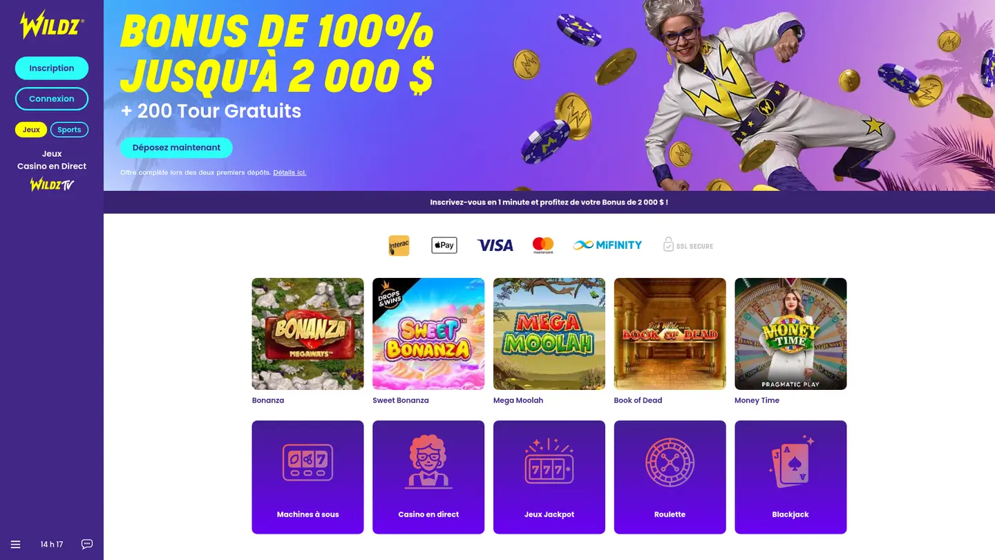 Wildz Casino — Game lobby