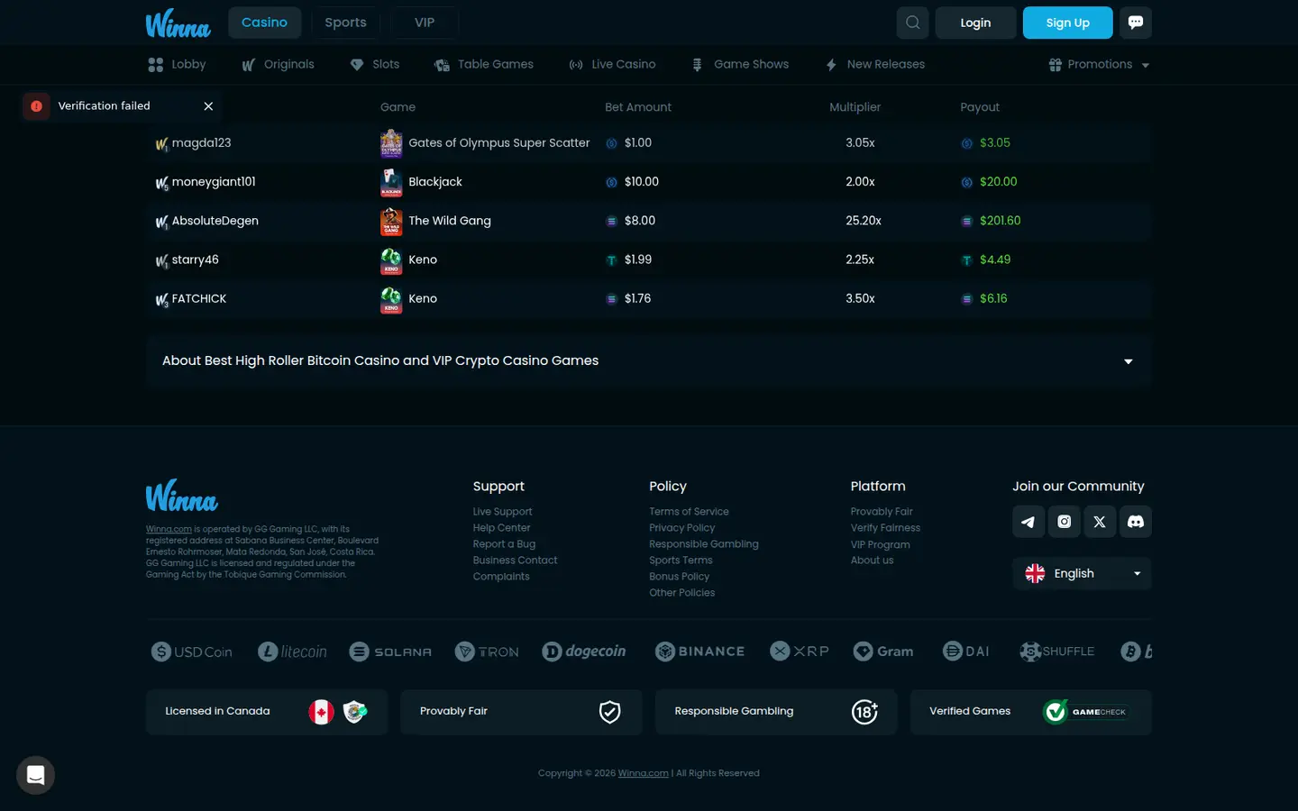 Winna Casino — Offers in detail