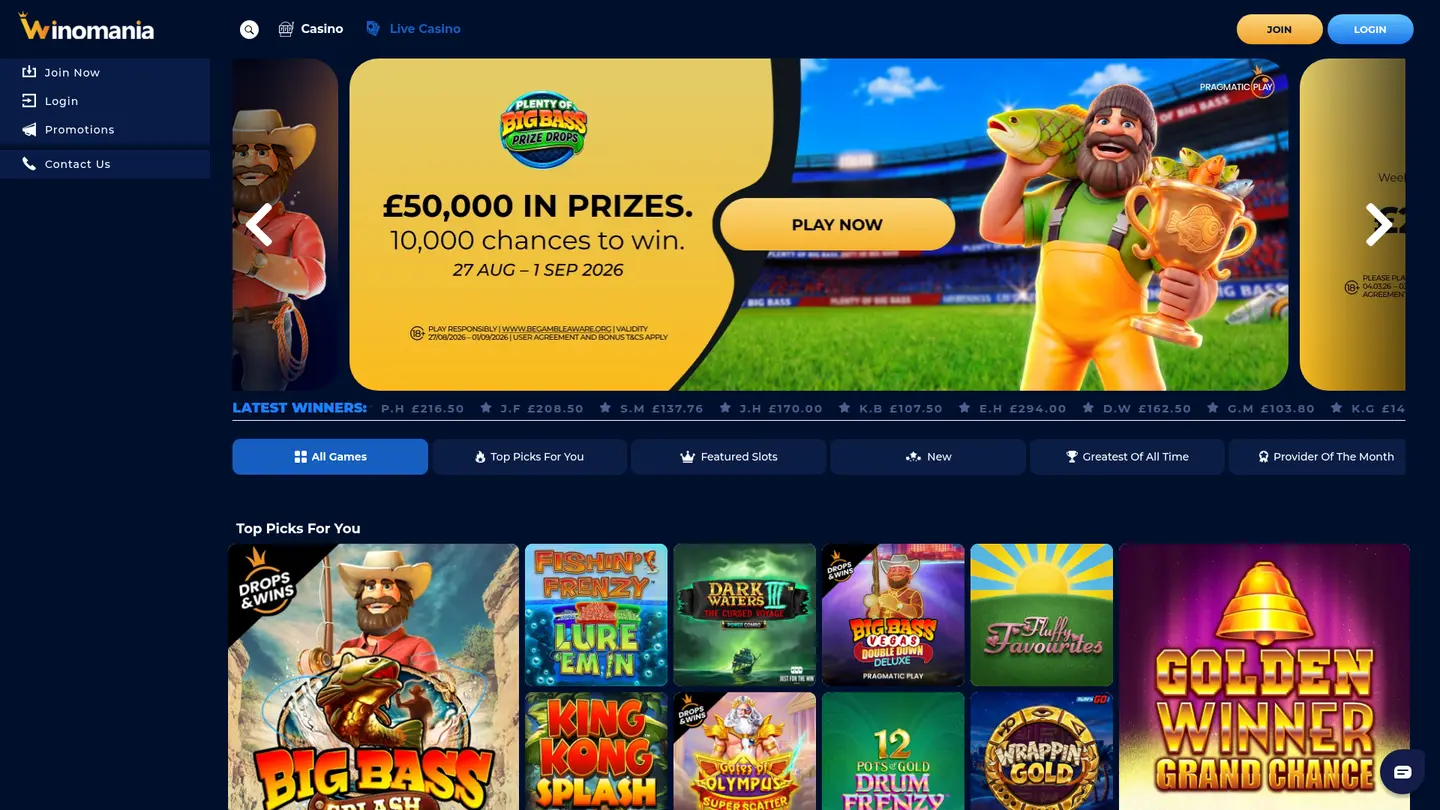WinOMania Casino — Deposit methods