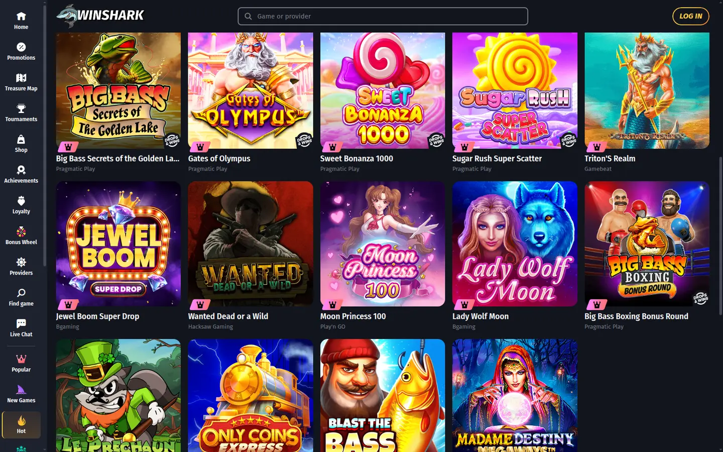 Winshark Casino — More of the lobby