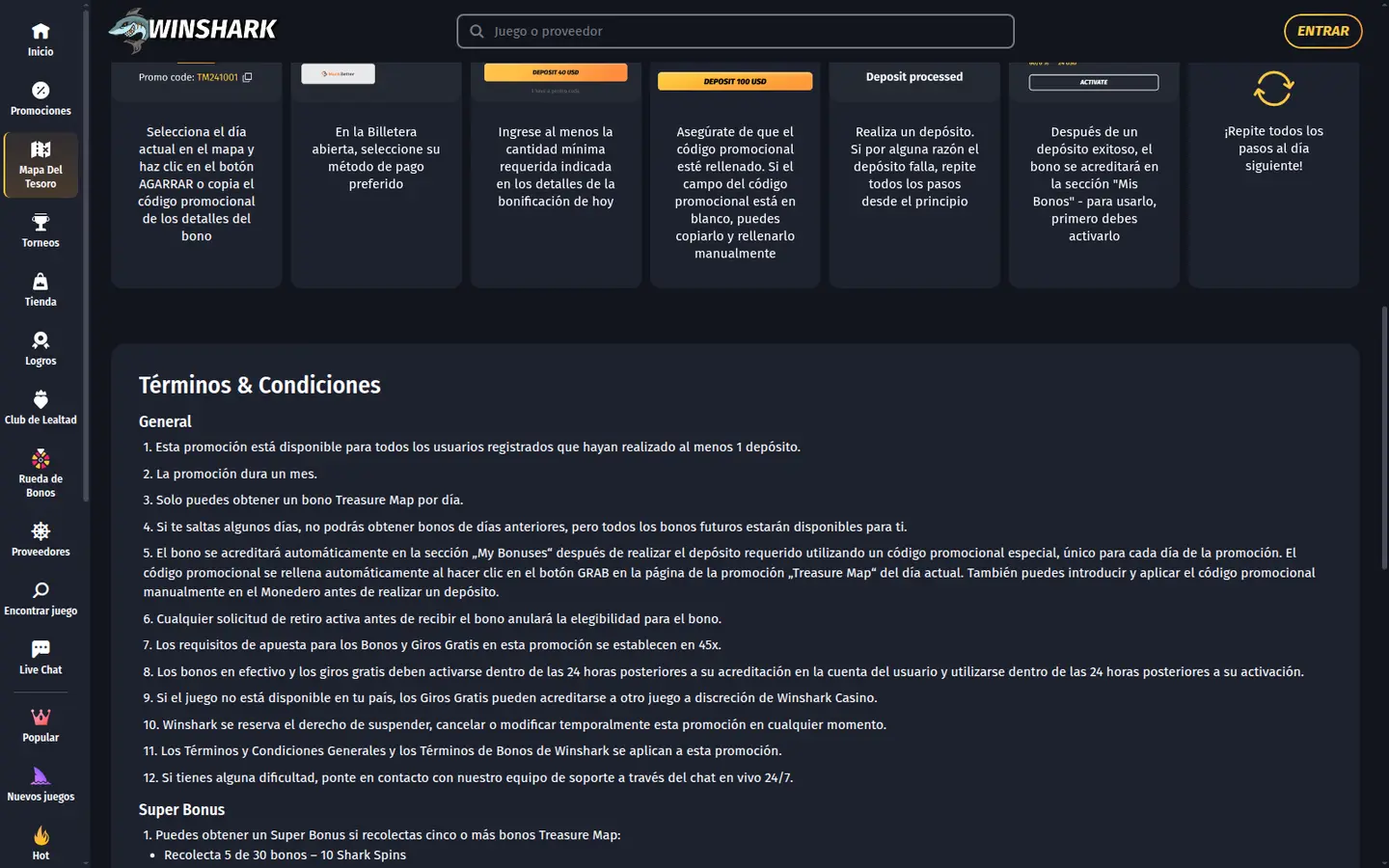Winshark Casino — Offers in detail