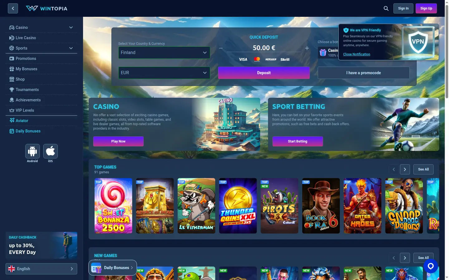 Inside Wintopia Casino: Games, Banking and the Small Print