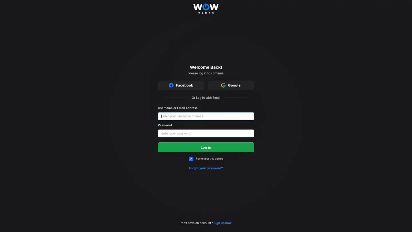 WOW Vegas Casino — Game lobby