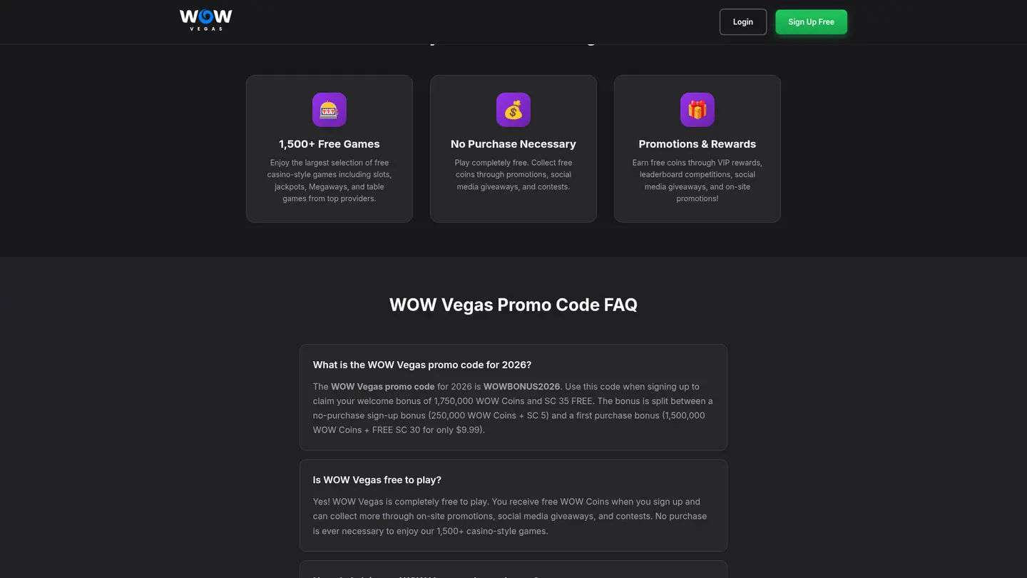WOW Vegas Casino — Offers in detail