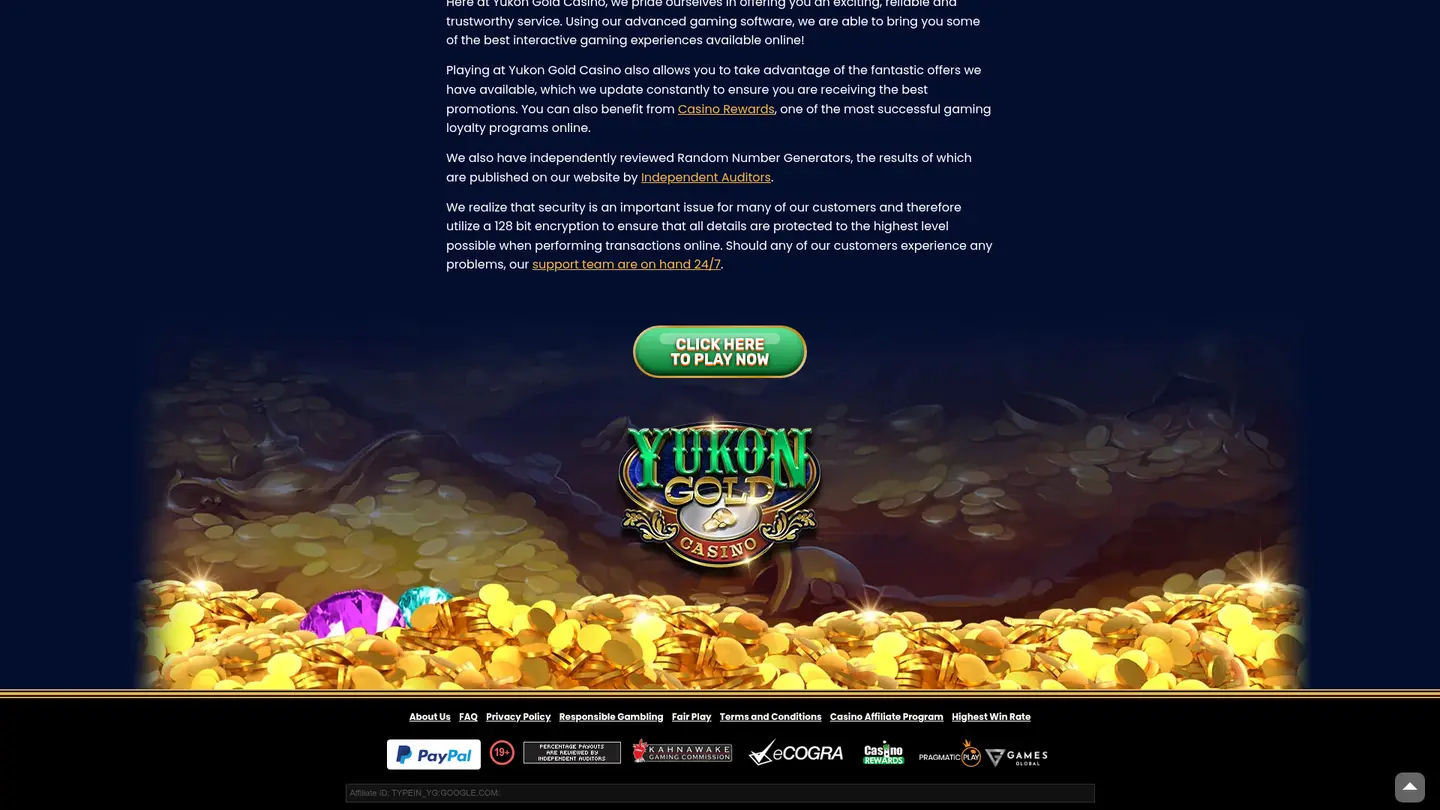 Yukon Gold Casino — Support in detail